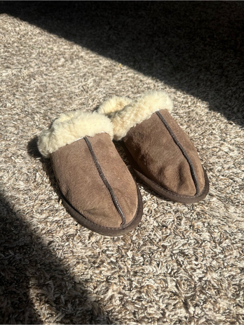 UGG Scuffette Brown Suede Shearling-Lined Slip-On Slippers